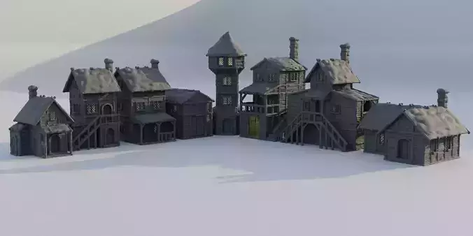 Winter Forest Village Tabletop Terrain 28 MM 3D print model