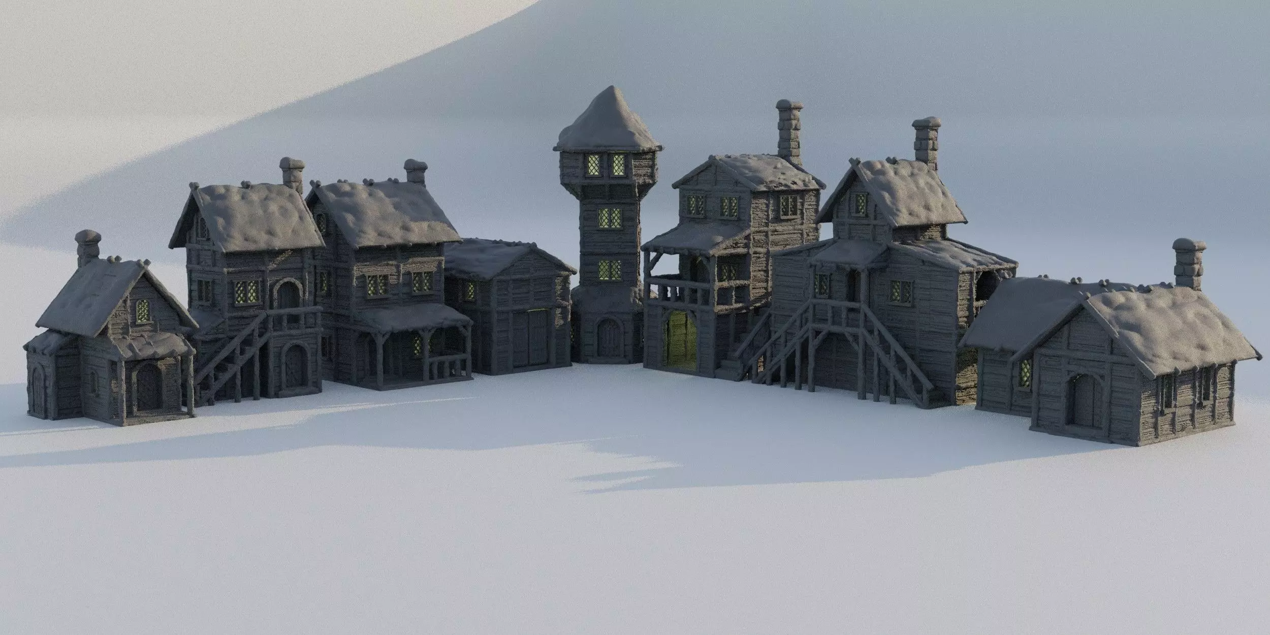 Winter Forest Village Tabletop Terrain 28 MM 3D print model_0