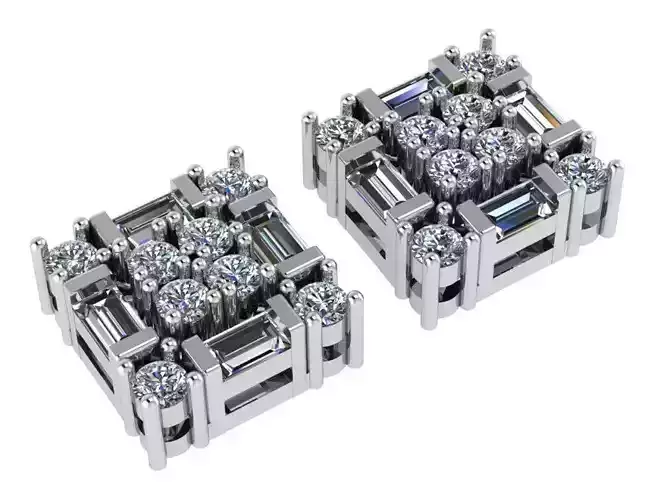 Illusion Square Diamond Earring 0214