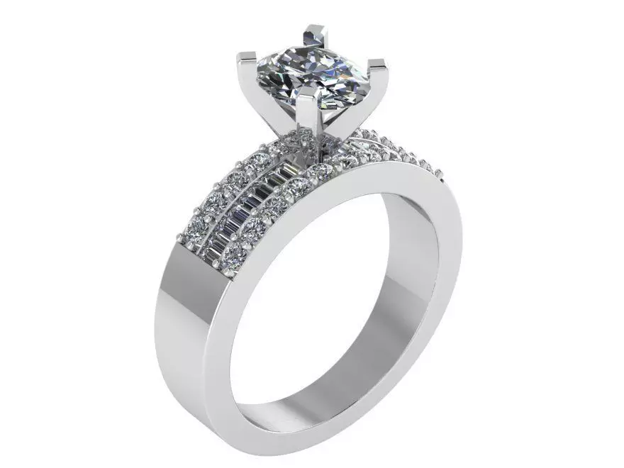 Solitare Peg Head Wide Ring 0215 3D print model