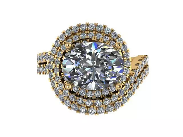 Oval Diamond Spiral Ring 558 3D print model