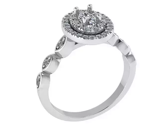 Oval Double Halo Illusion Ring 0219