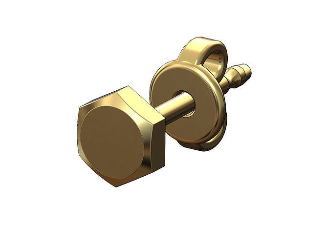 Bolt head stud earring 3D print model