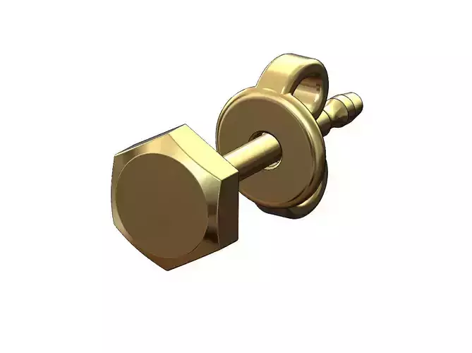 Bolt head stud earring 3D print model