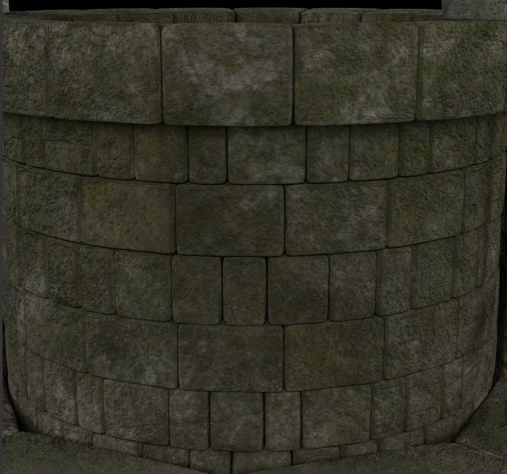 well PBR low-poly game ready water with moss Low-poly 3D model_8