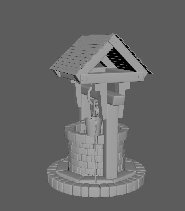 well PBR low-poly game ready water with moss Low-poly 3D model_10