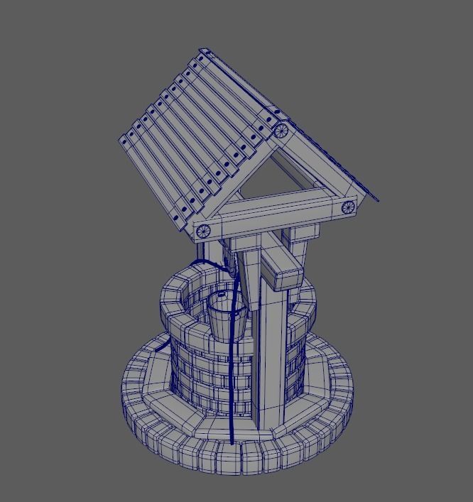 well PBR low-poly game ready water with moss Low-poly 3D model_14
