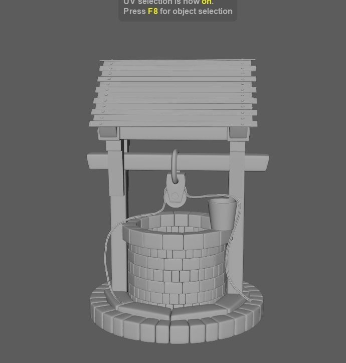 well PBR low-poly game ready water with moss Low-poly 3D model_9