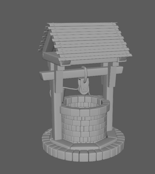 well PBR low-poly game ready water with moss Low-poly 3D model_11