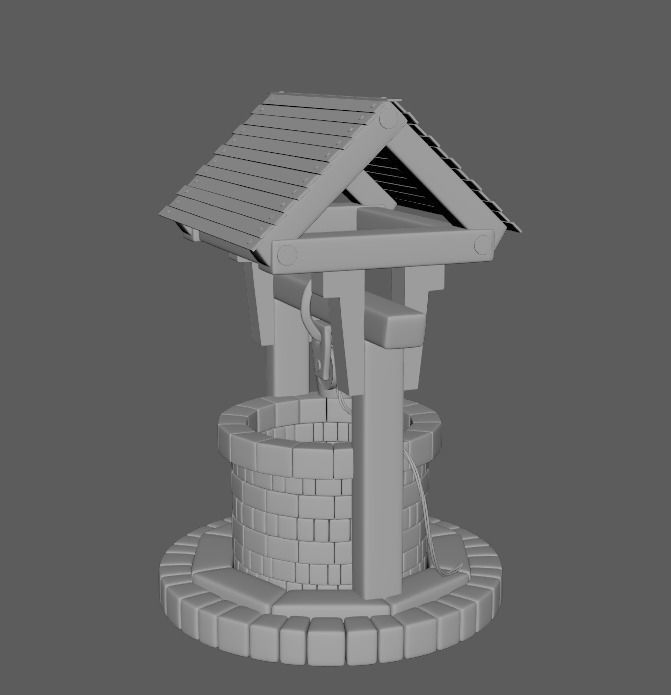 well PBR low-poly game ready water with moss Low-poly 3D model_12