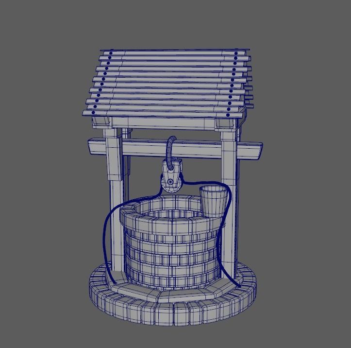 well PBR low-poly game ready water with moss Low-poly 3D model_13