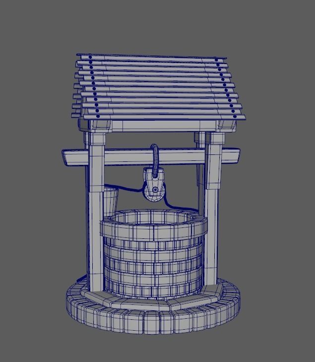 well PBR low-poly game ready water with moss Low-poly 3D model_15