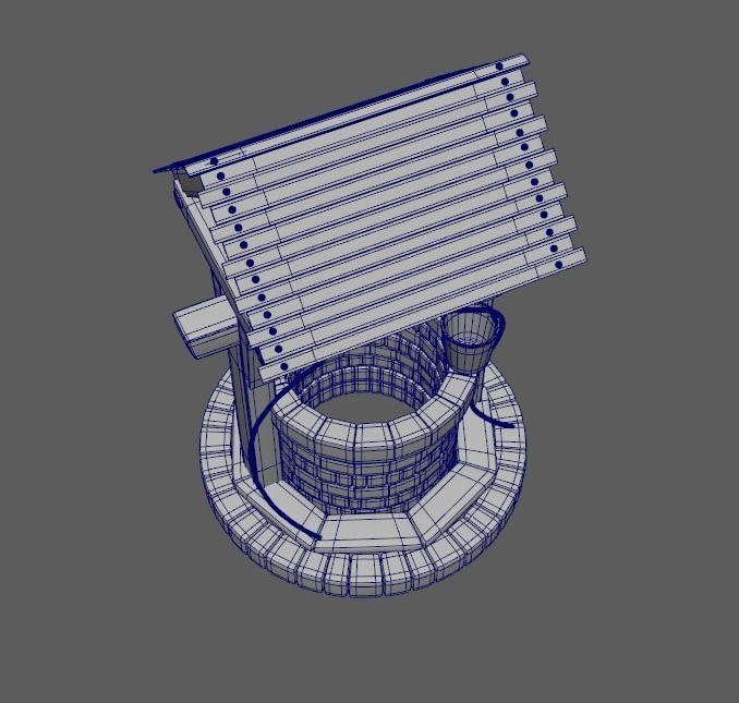 well PBR low-poly game ready water with moss Low-poly 3D model_18