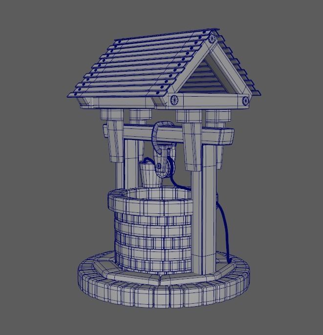 well PBR low-poly game ready water with moss Low-poly 3D model_16