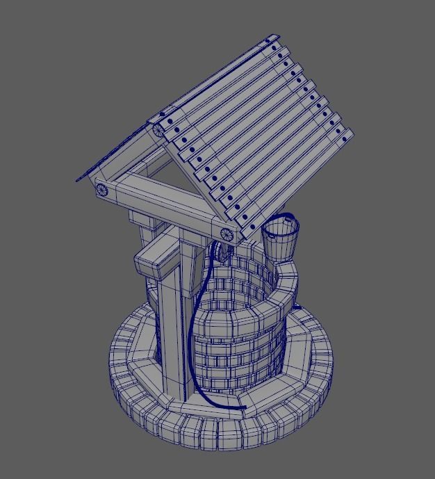 well PBR low-poly game ready water with moss Low-poly 3D model_17
