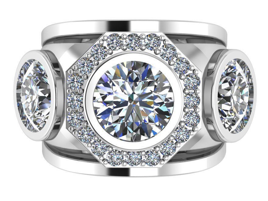 Hexagon Style Wide Ring 0222 3D print model_2