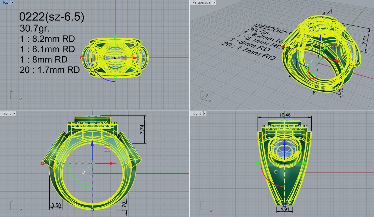 Hexagon Style Wide Ring 0222 3D print model_4