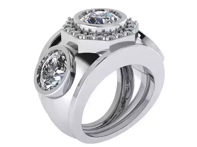 Hexagon Style Wide Ring 0222