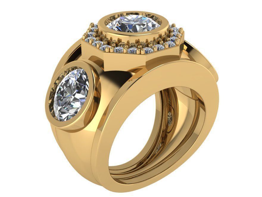 Hexagon Style Wide Ring 0222 3D print model_1