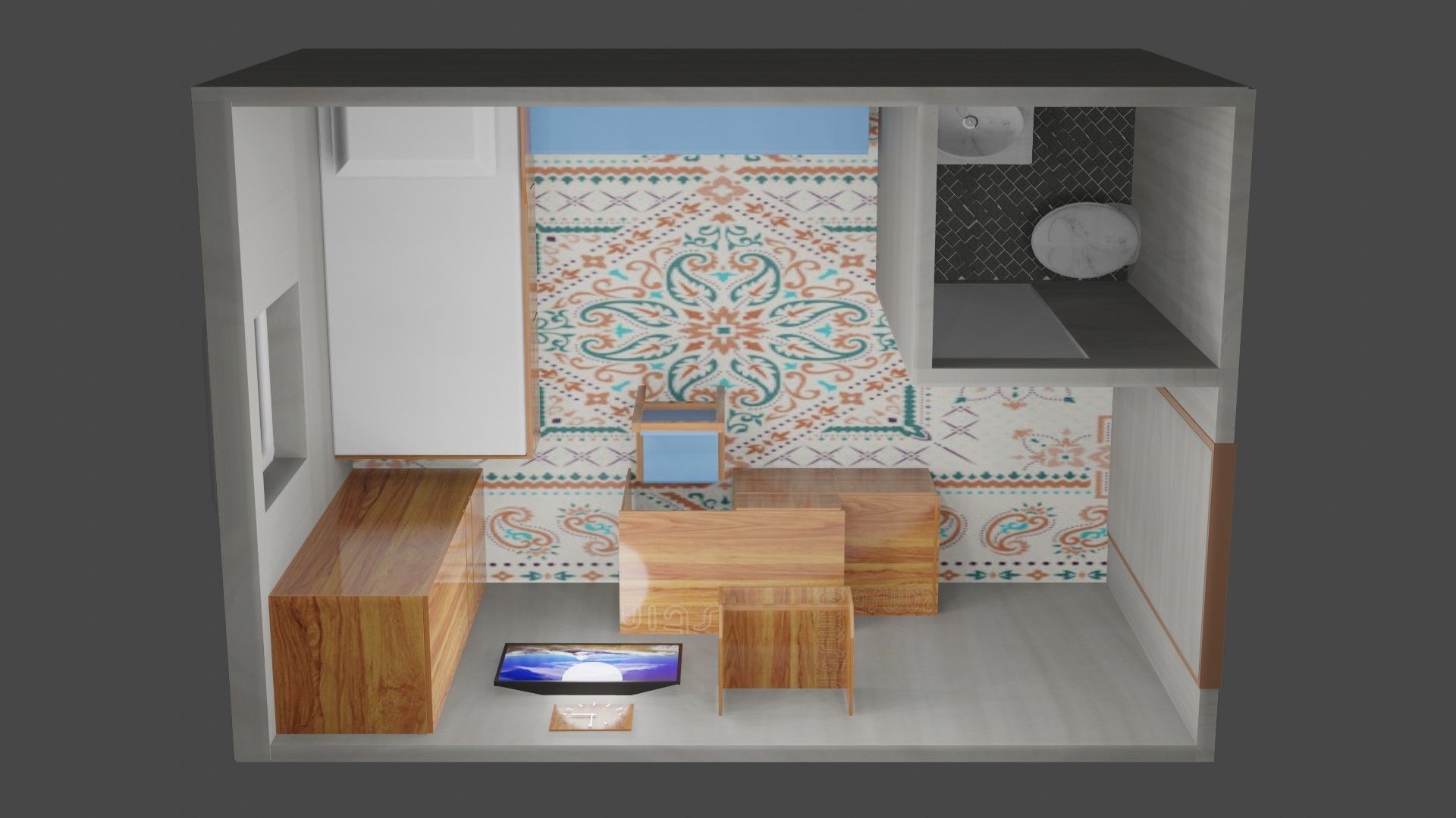 Room design  Low-poly 3D model_1