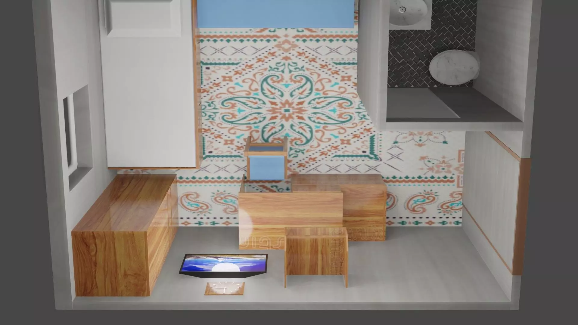 Room design  Low-poly 3D model_0