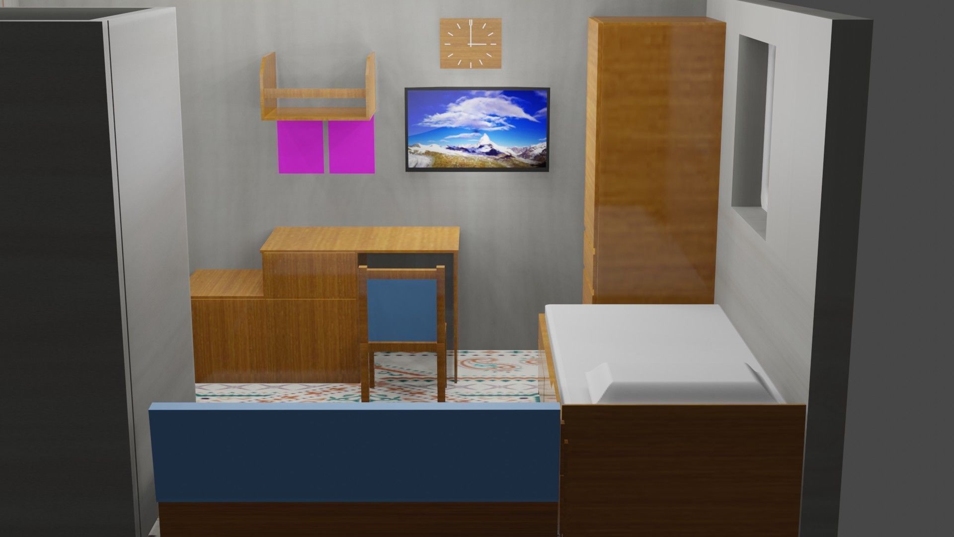 Room design  Low-poly 3D model_4