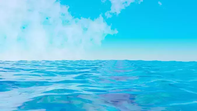 ocean with clouds in sky 3D model