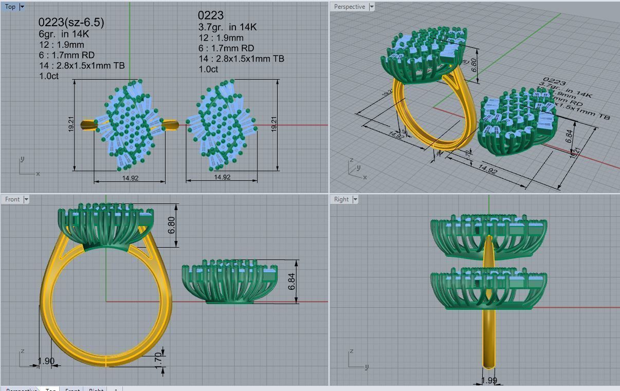 Pave Diamond Ring And Pendant 0223 3D print model_4