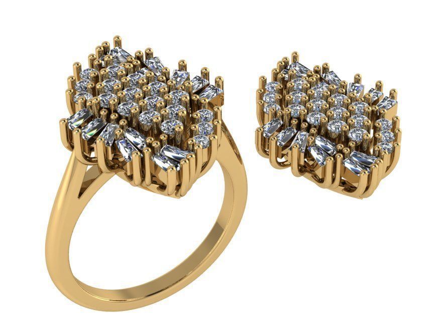 Pave Diamond Ring And Pendant 0223 3D print model_1