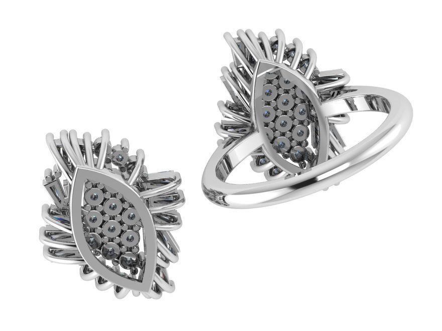 Pave Diamond Ring And Pendant 0223 3D print model_3