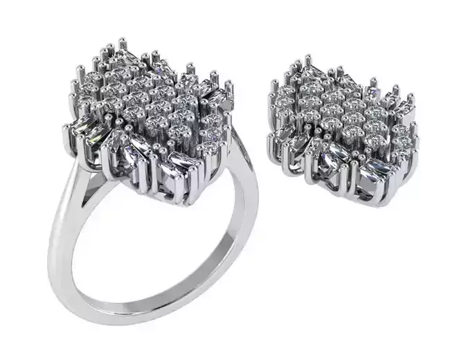 Pave Diamond Ring And Pendant 0223