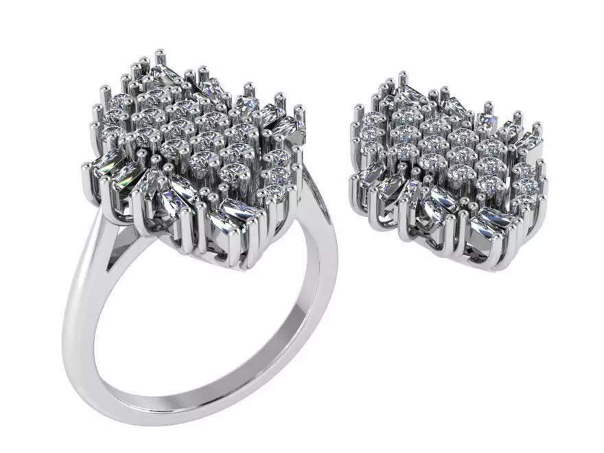 Pave Diamond Ring And Pendant 0223 3D print model_0