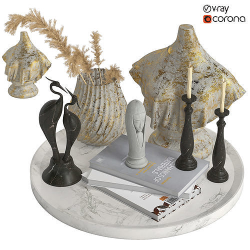 Decorative set bust with gold paint 3D model