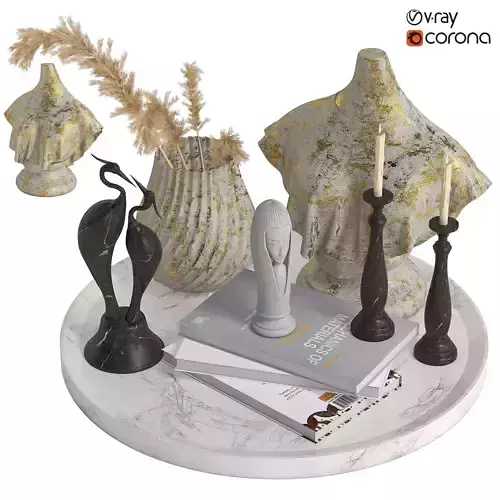 Decorative set bust with gold paint