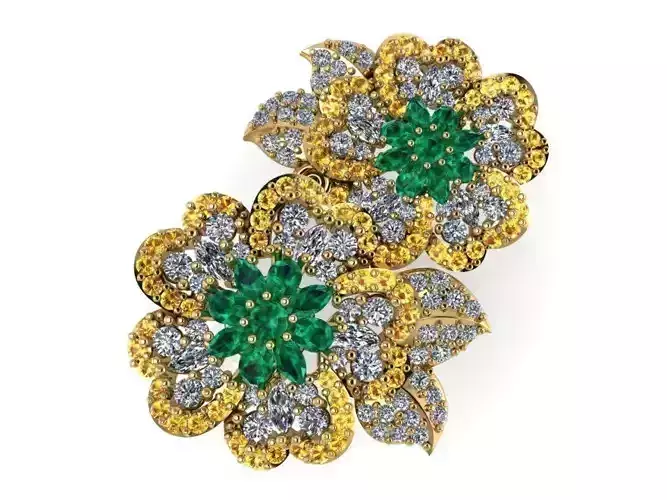 Couple Flowers Diamond Pendant 563