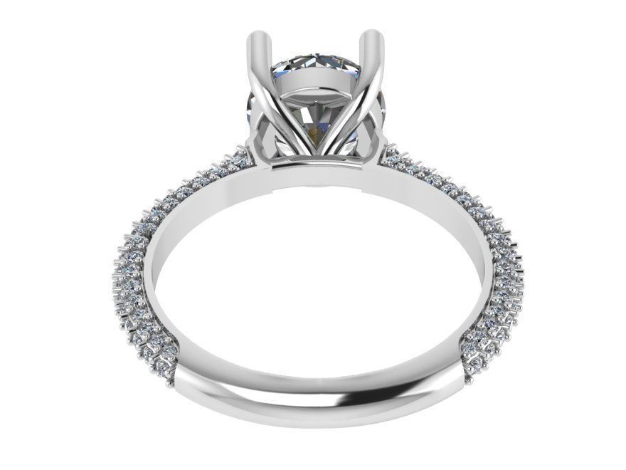 Solitaire Ring With Pave Stones 0230 3D print model_3