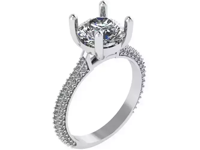 Solitaire Ring With Pave Stones 0230