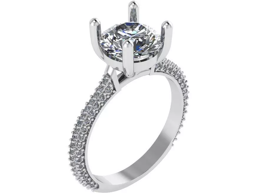 Solitaire Ring With Pave Stones 0230 3D print model_0
