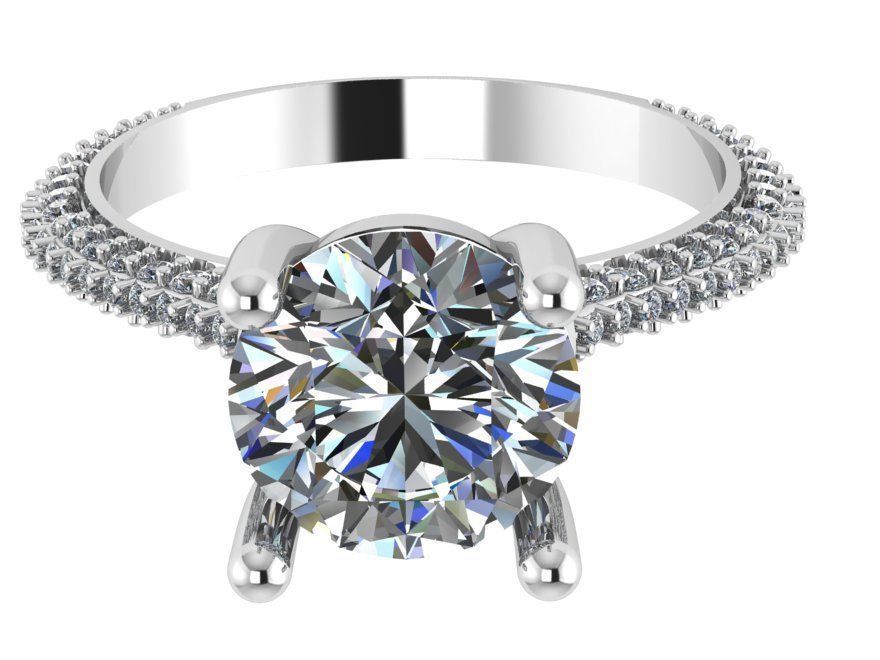 Solitaire Ring With Pave Stones 0230 3D print model_2