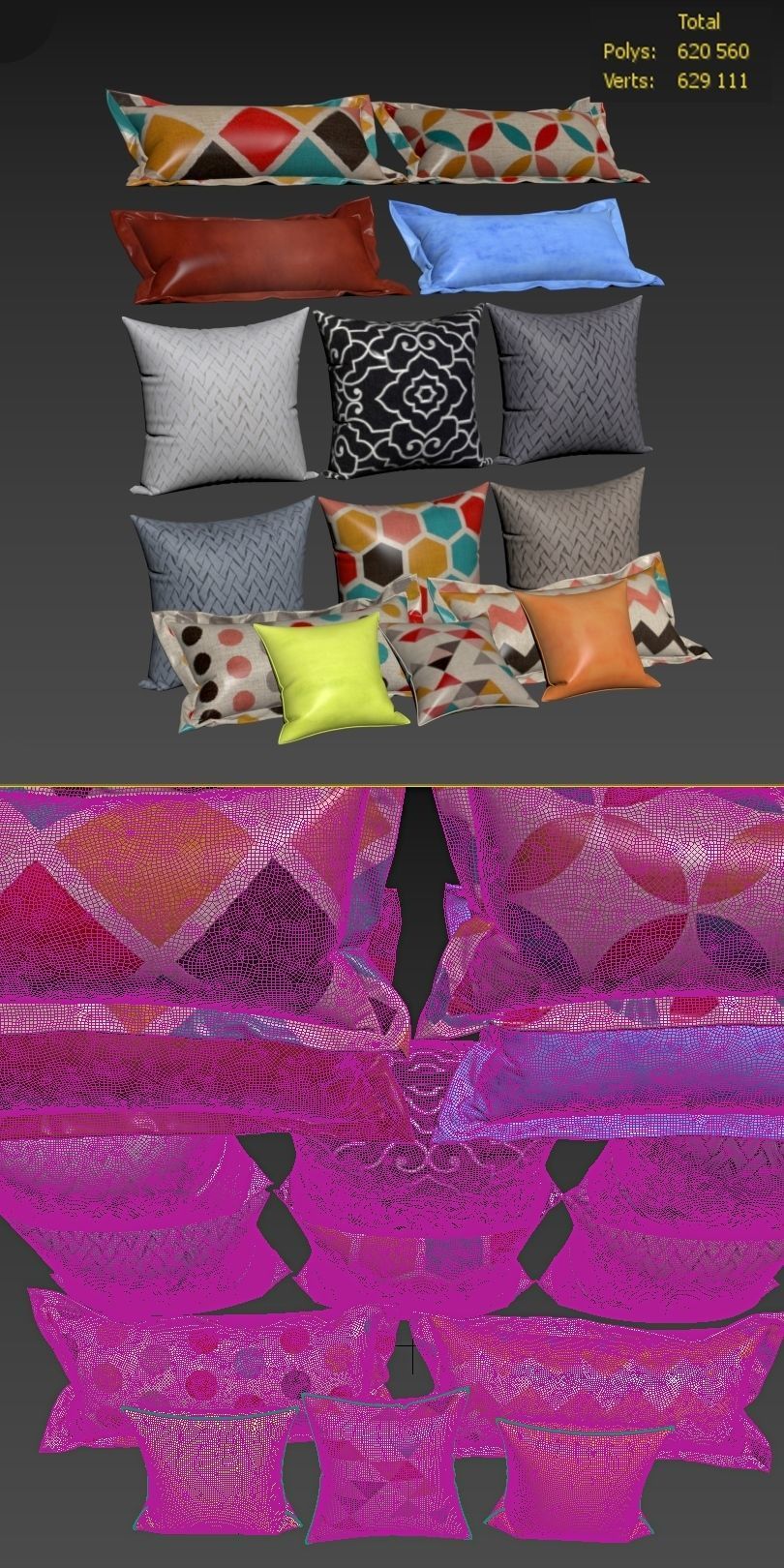 Decorative pillows Houzz set 99 3D model_44