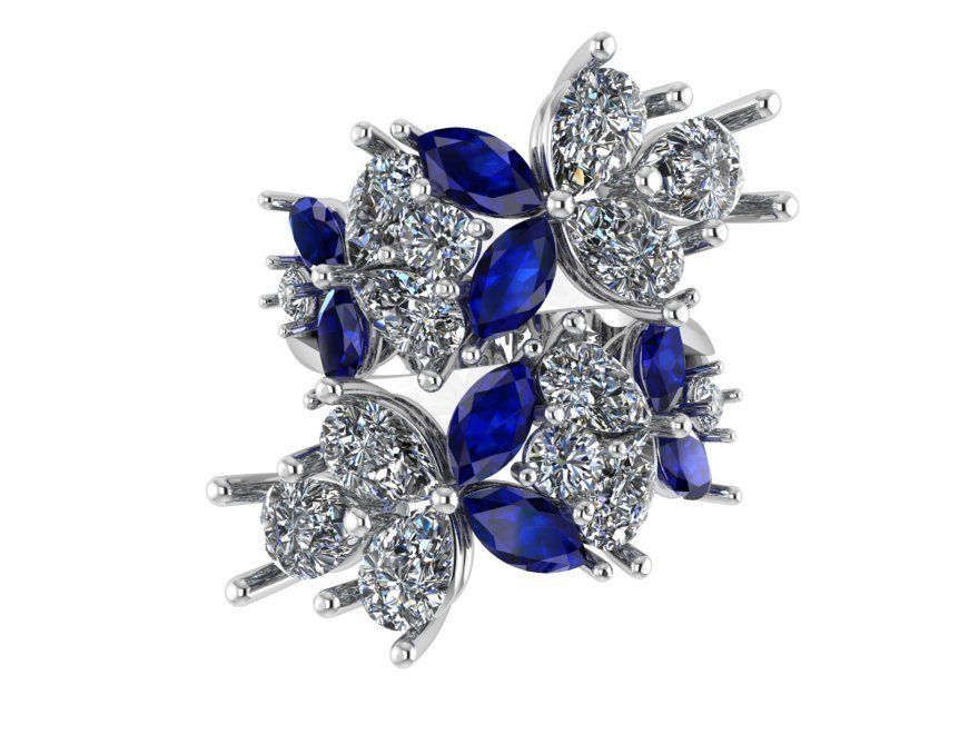 Diamond Bypass Ring 566 3D print model_1