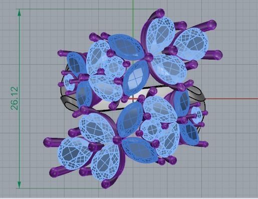 Diamond Bypass Ring 566 3D print model_4