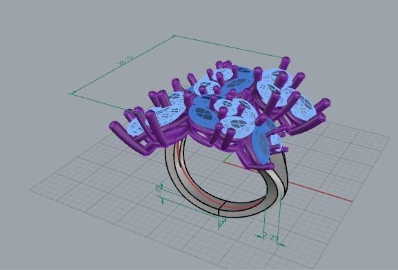 Diamond Bypass Ring 566 3D print model_7