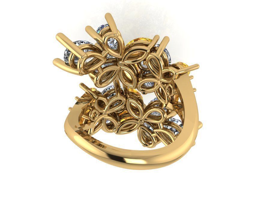 Diamond Bypass Ring 566 3D print model_2