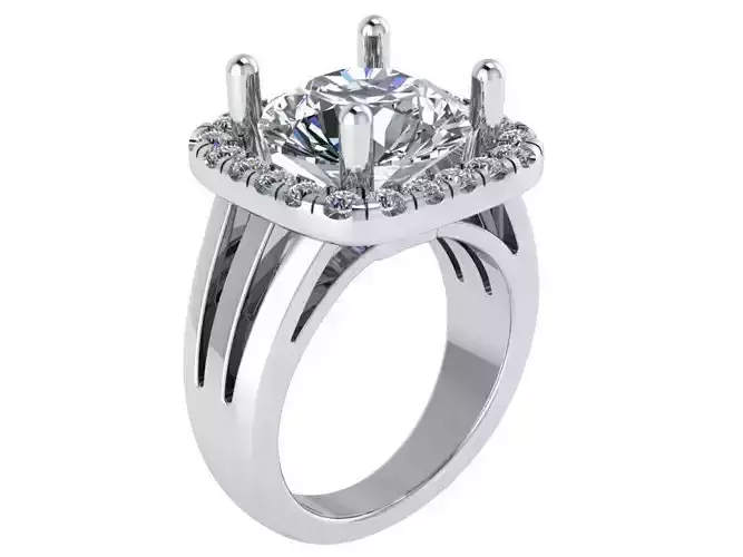 Round Cut Square Halo Ring 0233