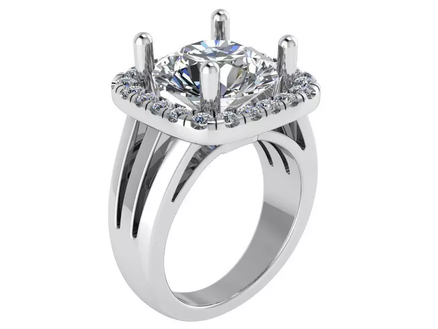 Round Cut Square Halo Ring 0233 3D print model