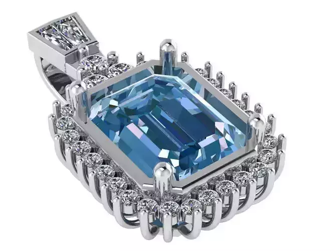 Emerald Cut Cluster Pendant 0236
