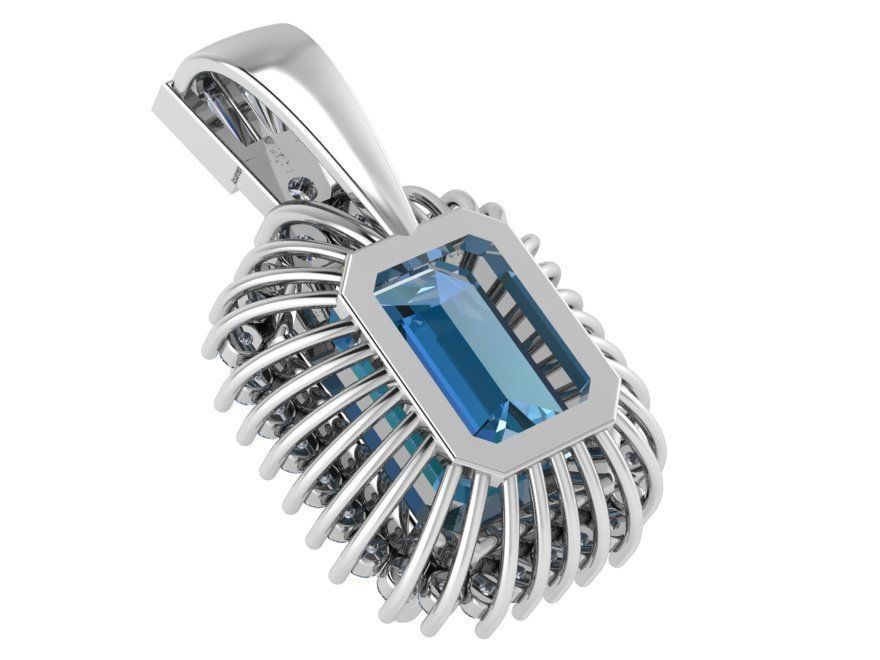 Emerald Cut Cluster Pendant 0236 3D print model_3