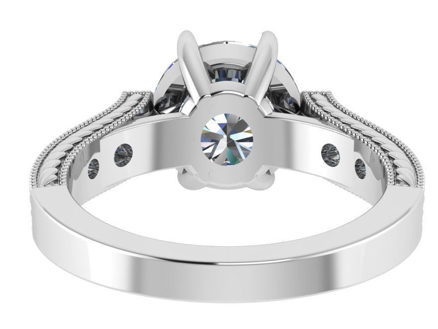 Solitaire Engraved Diamond Ring 0238 3D print model_3