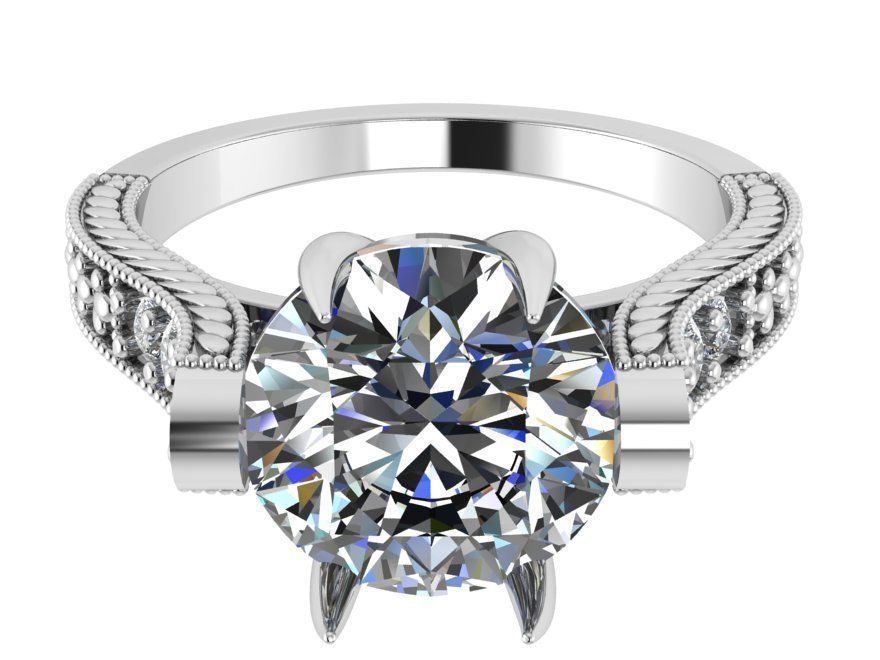 Round Diamond Engraved Ring 0239 3D print model_2